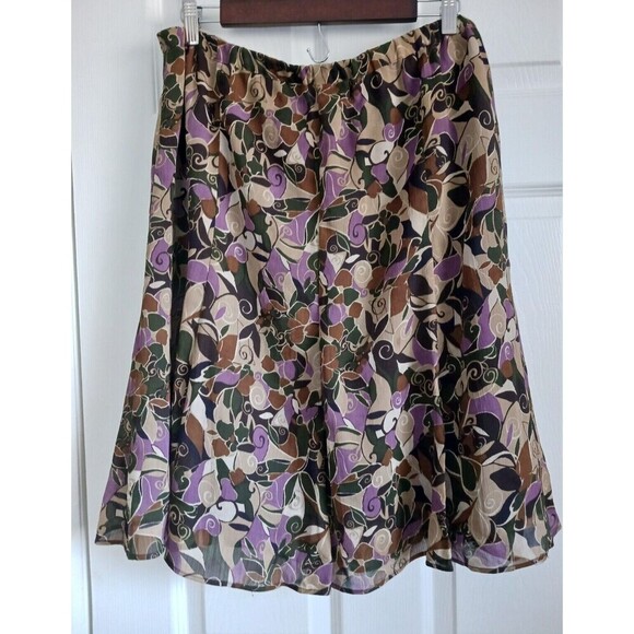 George Floral A Line Skirt Pull on Elastic Waist Multicolor Size 12 - Picture 2 of 3